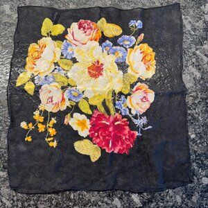 Ellen Tracy 100% silk square floral scarf